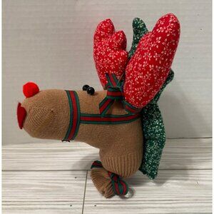 Handcrafted Reindeer Sock Doll With Festive Antlers & Heart Detail 8"